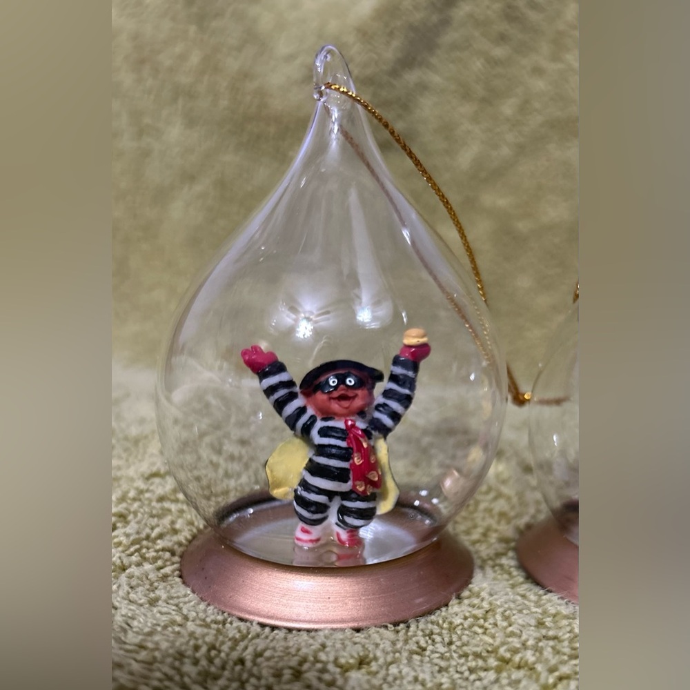RARE Vintage MCDONALDS Hamburgler and Dawn Christmas Teardrop Ornaments - Picture 3 of 6